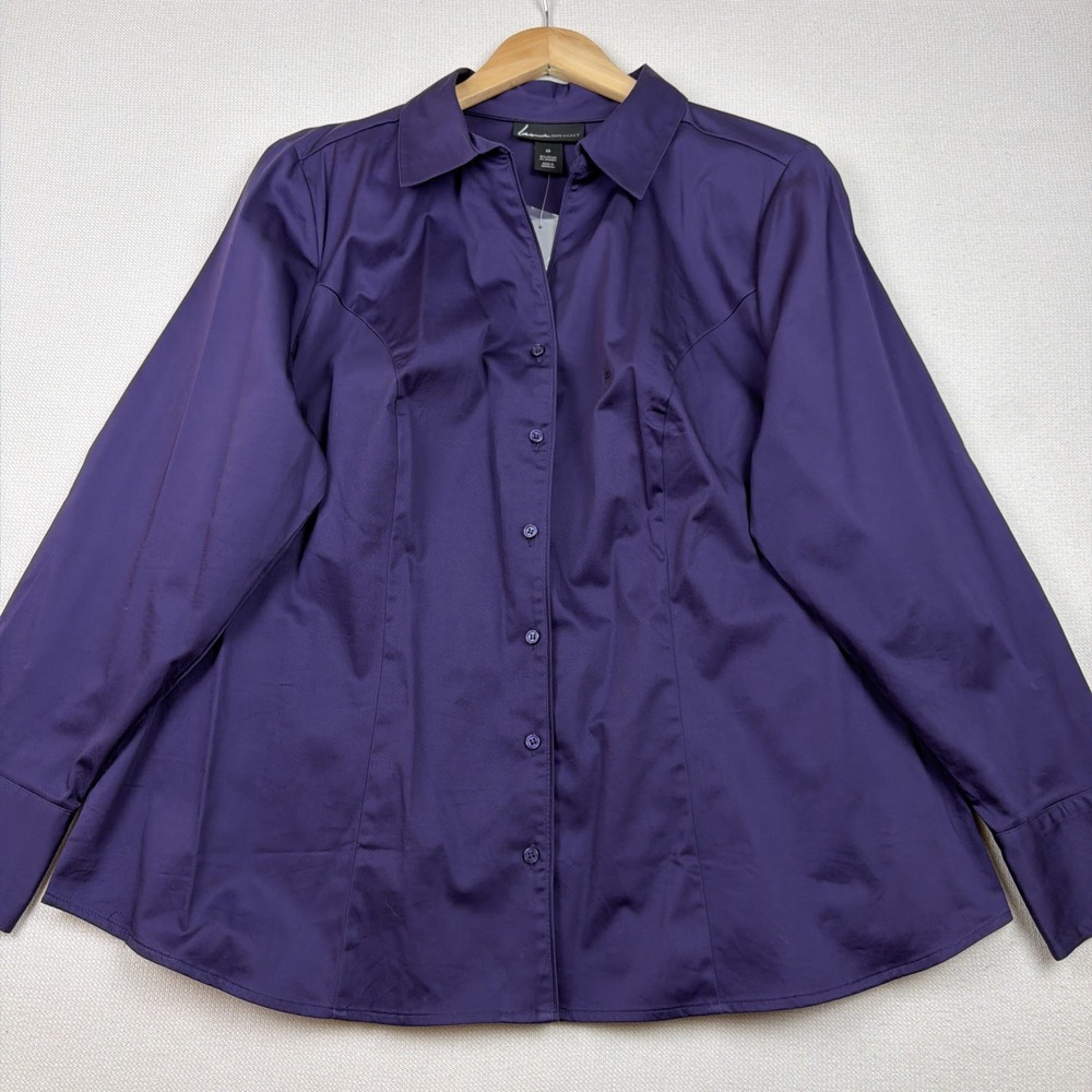 Lane Bryant Button Up Collared Shirt Blouse Size 20 Purple NWT Office Career New - Picture 11 of 15